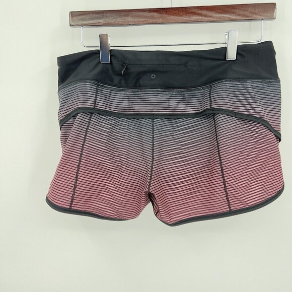 Lululemon Women's Lined Athletic Workout Shorts Size 8 Square Black Pink - Picture 4 of 6